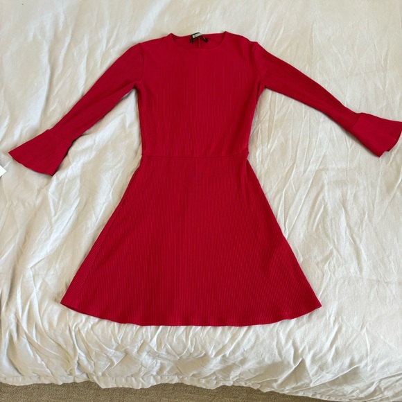 Reformation Ribbed Long Sleeve Red Dress size XS - Picture 4 of 9